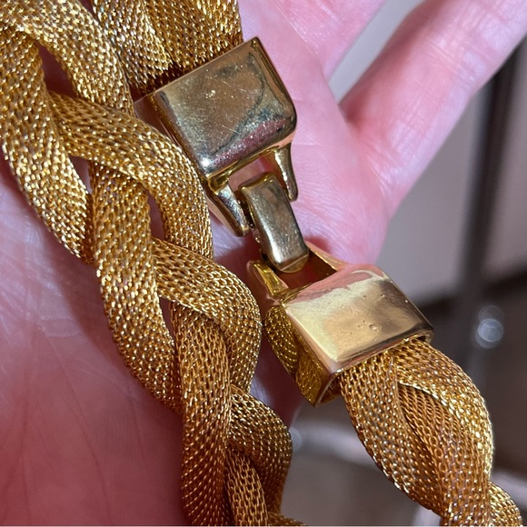 Vintage 80 90 Retro Thick Wide Mobwife Maximalism Gold Chocker Necklace - Picture 10 of 15